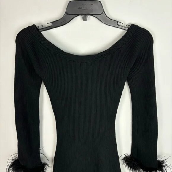 Lovers and Friends Ellerie Feather Knit Mini Dress in Black Size M - Picture 5 of 9